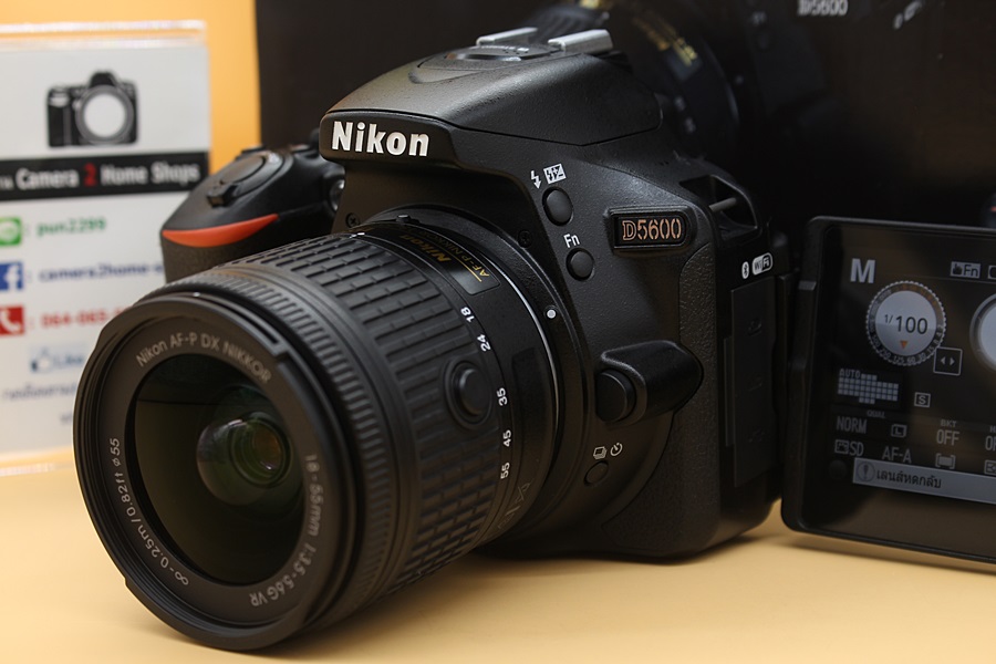 ขาย Nikon D5600 + lens 18-55mm VR อดีตประกันศูนย์ สภาพสวย เมนูไทย ชัตเตอร์5,362 ครั้ง อุปกรณ์ครบกล่อง จอติดฟิล์มแล้ว   อุปกรณ์และรายละเอียดของสินค้า 1.Body